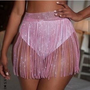 Pink Fringe Sparkly Skirt